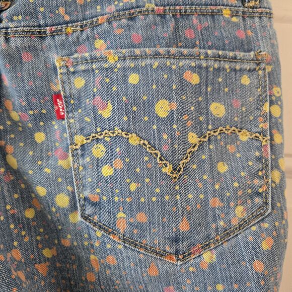 Levi's Jean Shorts Bermuda Size 11 Paint Splatter Embroidered Pockets Grunge Y2K - Picture 6 of 7